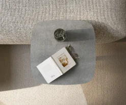BeistelltischEdge Boot 50x50 cm Keramik Beton Grau Eleny Edelstahl gebürstet Sofort versandfertig