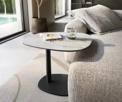 BeistelltischEdge Boot 60x60 cm Keramik Onyx Pearl Eleny Metall Schwarz Versandfertig ca. 01.09.26