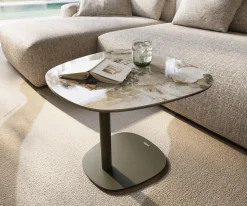BeistelltischEdge Boot 60x60 cm Keramik Patagonia Poliert Eleny Metall Effektfinish Titan Sofort versandfertig