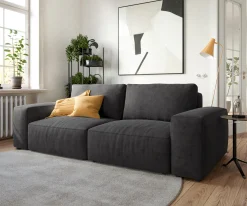 Big-SofaLanzo 230x95 cm Mikrofaser Schwarz Sofort versandfertig