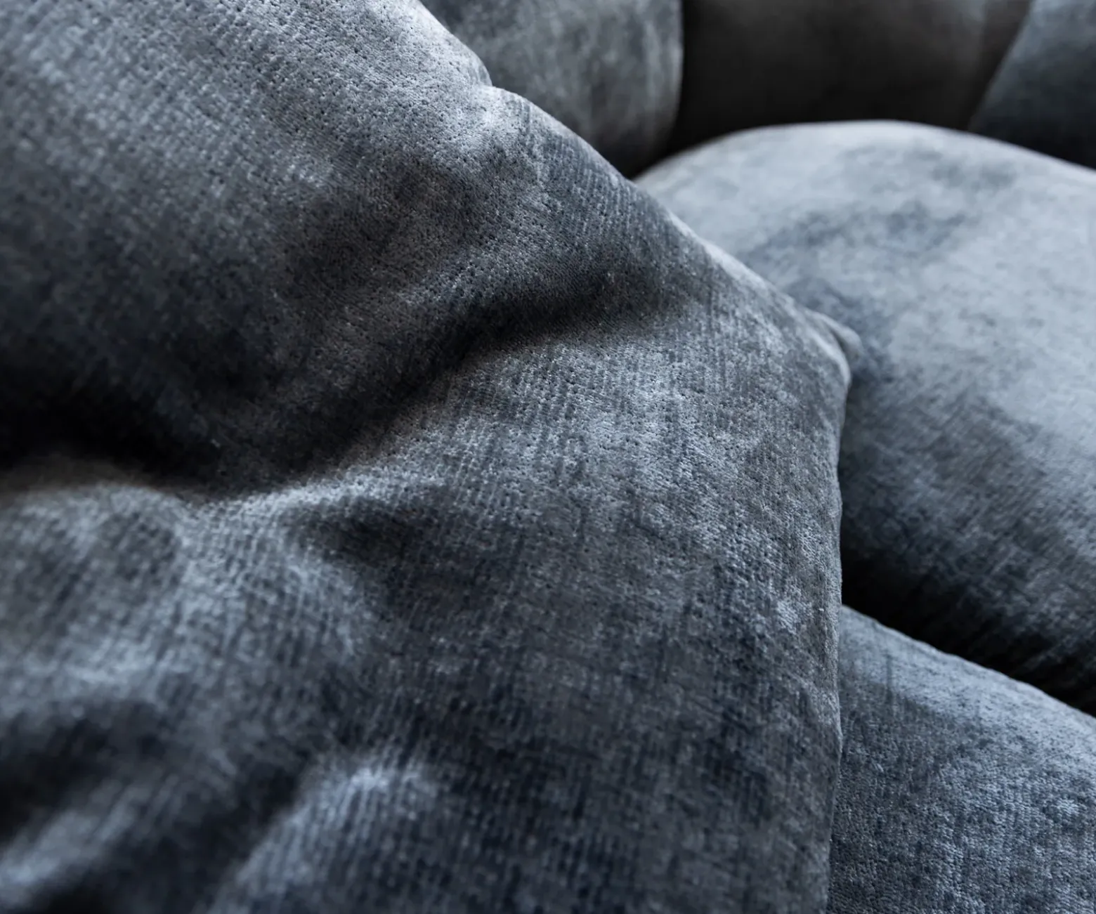 Big-SofaLunna 360x175 cm Chenille Blau 2 Kissen Versandfertig ca. 12.11.26