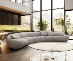 Big-SofaLunna 470x210 cm Strukturstoff Soft Grau 3 Kissen Sofort versandfertig