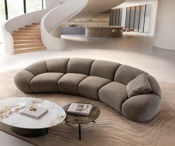 Big-SofaLunna 360x175 cm Strukturstoff Soft Taupe 2 Kissen Versandfertig ca. 12.11.26
