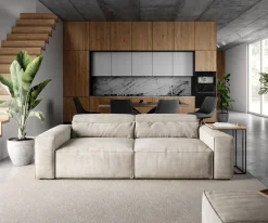 Big-SofaSirpio 230x95 cm Cord Beige mit Hocker Sofort versandfertig