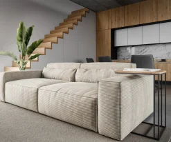 Big-SofaSirpio 230x95 cm Cord Beige mit Hocker Sofort versandfertig