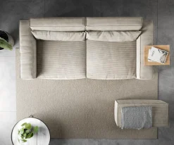 Big-SofaSirpio 230x95 cm Cord Beige mit Hocker Sofort versandfertig