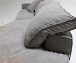 Big-SofaSnoosh 400x150 cm Strukturstoff Soft Grau Recamiere rechts Sofort versandfertig