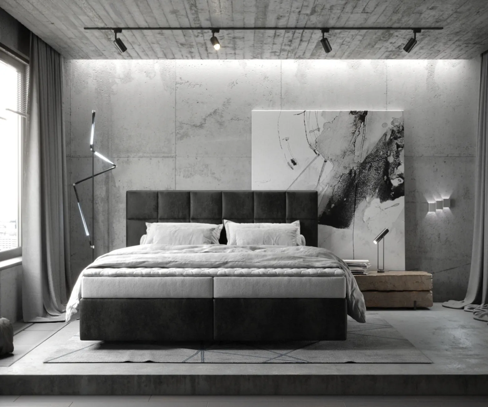 BoxspringbettDream-Fine 180x200 cm Mikrofaser Anthrazit Vintage mit Matratze und Topper Sofort versandfertig