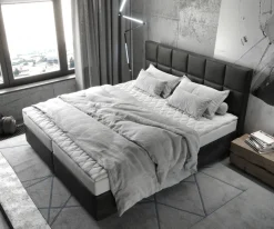 BoxspringbettDream-Fine 180x200 cm Mikrofaser Anthrazit Vintage mit Matratze und Topper Sofort versandfertig