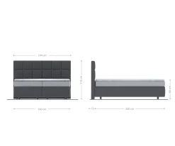 BoxspringbettDream-Fine 160x200 cm Mikrofaser Grau mit TFK Matratze und Visco Topper Sofort versandfertig