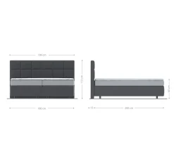 BoxspringbettDream-Fine 180x200 cm Mikrofaser Grau mit TFK Matratze und Visco Topper Sofort versandfertig