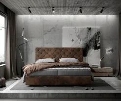 BoxspringbettDream-Great 180x200 cm Braun Vintage mit Matratze und Topper Sofort versandfertig