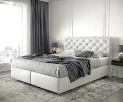 BoxspringbettDream-Great 160x200 cm Kunstleder Weiß mit Matratze und Topper Sofort versandfertig