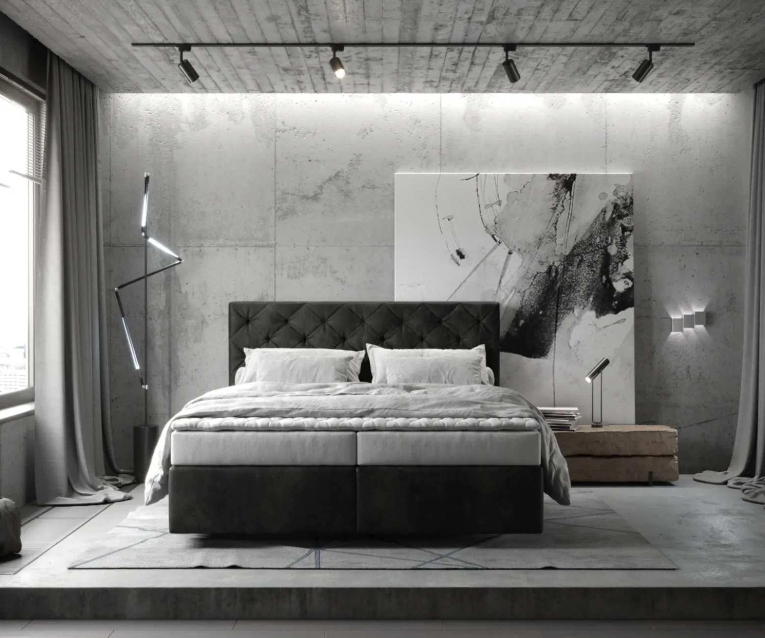BoxspringbettDream-Great 160x200 cm Mikrofaser Anthrazit Vintage mit Matratze und Topper Sofort versandfertig