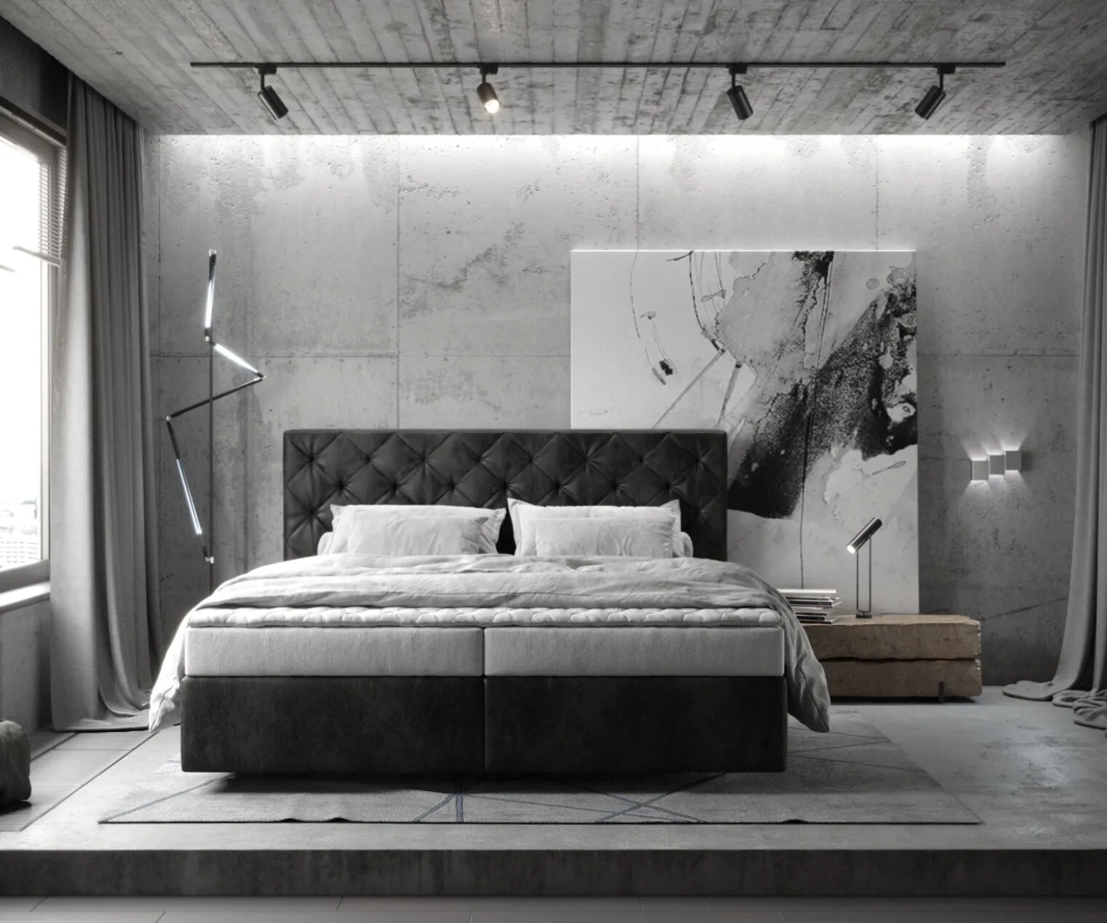 BoxspringbettDream-Great 180x200 cm Mikrofaser Anthrazit Vintage mit Matratze und Topper Sofort versandfertig