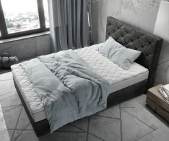 BoxspringbettDream-Great 120x200 cm Mikrofaser Anthrazit Vintage mit Matratze und Topper Sofort versandfertig