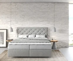BoxspringbettDream-Great 160x200 cm Mikrofaser Silbergrau mit Matratze und Topper Sofort versandfertig