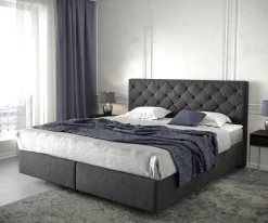 BoxspringbettDream-Great 180x200 cm Schwarz mit Matratze und Topper Sofort versandfertig
