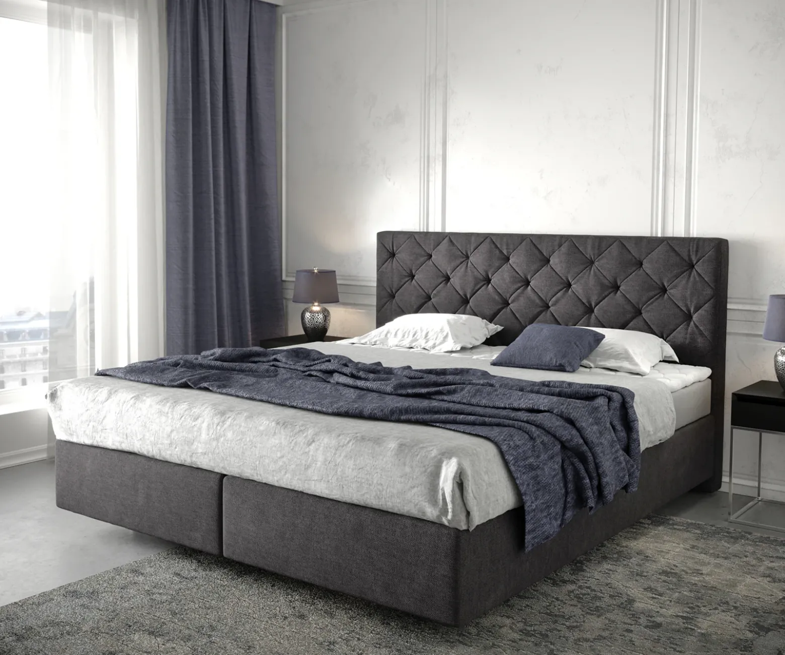 BoxspringbettDream-Great 180x200 cm Schwarz mit Matratze und Topper Sofort versandfertig