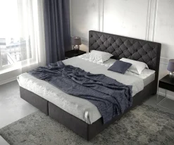 BoxspringbettDream-Great 180x200 cm Schwarz mit Matratze und Topper Sofort versandfertig