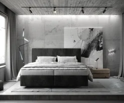BoxspringbettDream-Well 180x200 cm Mikrofaser Anthrazit Vintage mit Matratze und Topper Sofort versandfertig