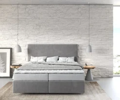 BoxspringbettDream-Well 160x200 cm Mikrofaser Grau mit Matratze und Topper Sofort versandfertig