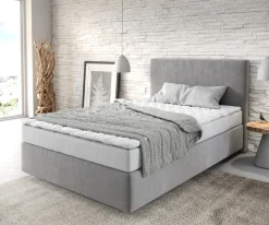 BoxspringbettDream-Well 120x200 cm Mikrofaser Grau mit Matratze und Topper Sofort versandfertig