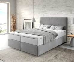 BoxspringbettDream-Well 140x200 cm Mikrofaser Grau mit TFK Matratze und Visco Topper Sofort versandfertig