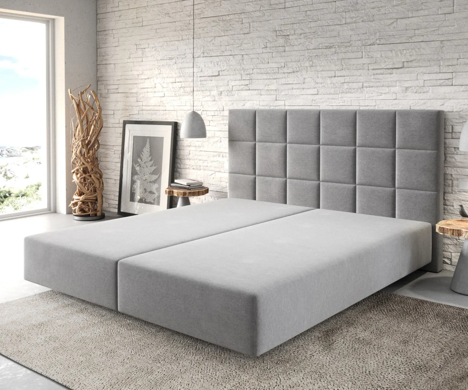 BoxspringgestellDream-Fine 180x200 cm Mikrofaser Grau Sofort versandfertig