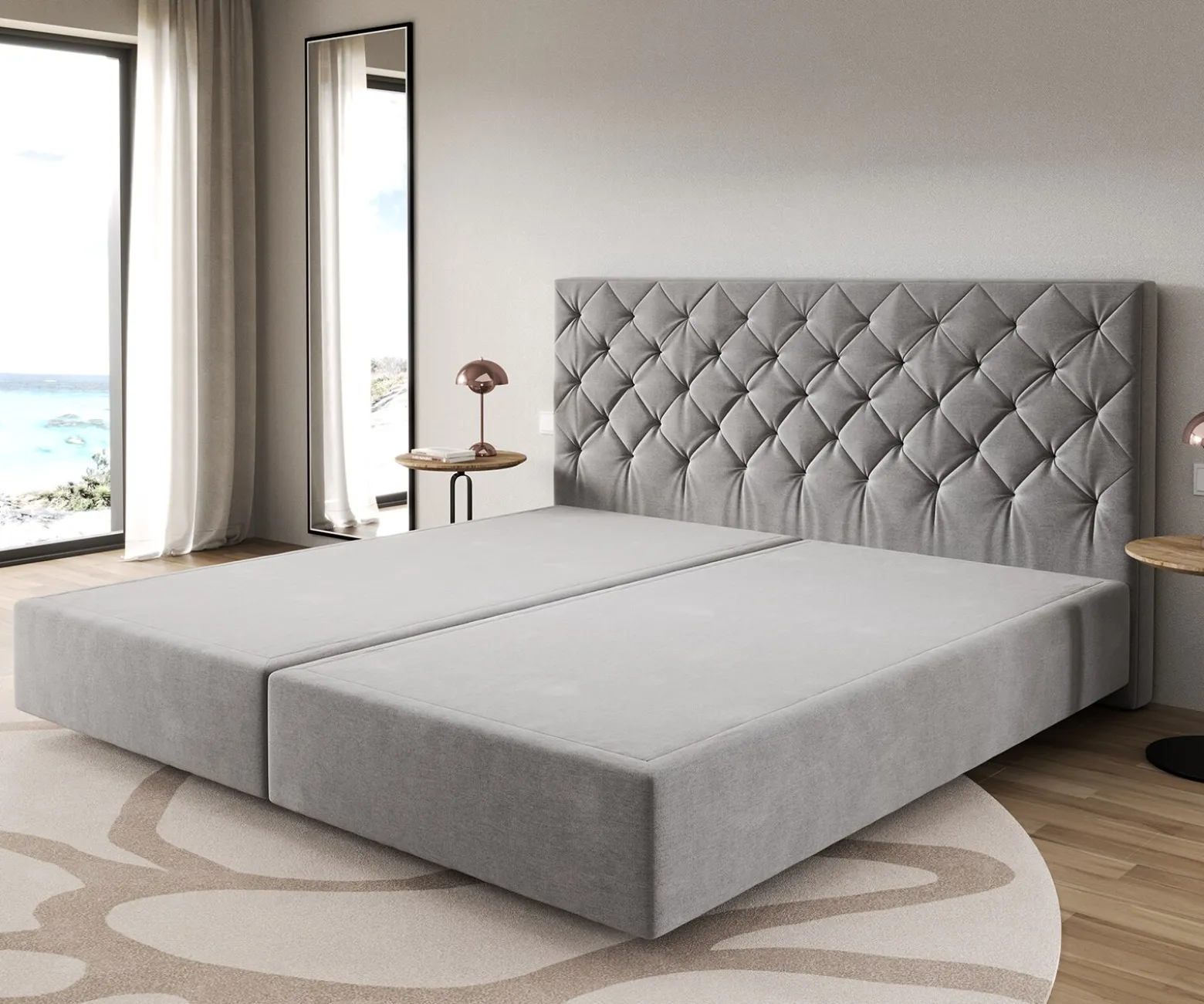 BoxspringgestellDream-Great Mikrofaser Grau 200x200 cm Sofort versandfertig