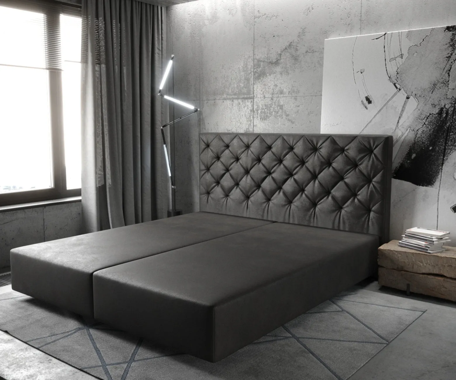 BoxspringgestellDream-Great 180x200 cm Lederimitat Anthrazit Sofort versandfertig