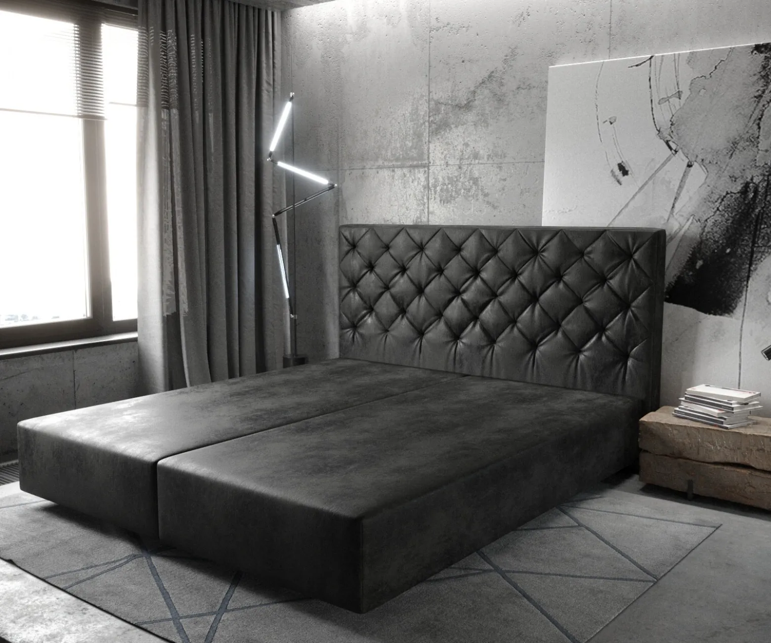 BoxspringgestellDream-Great 180x200 cm Mikrofaser Anthrazit Vintage Sofort versandfertig