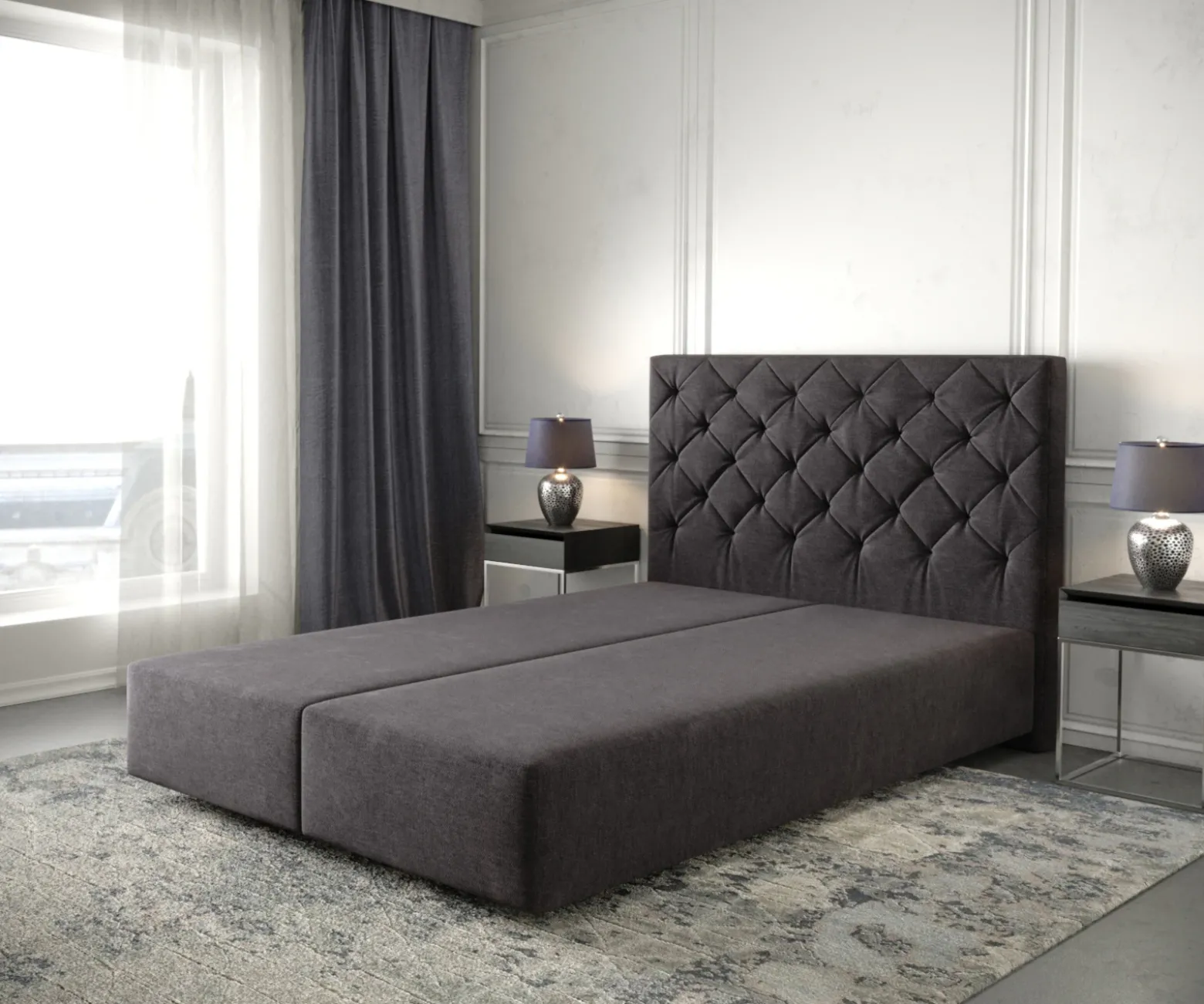 BoxspringgestellDream-Great 160x200 cm Mikrofaser Schwarz Sofort versandfertig