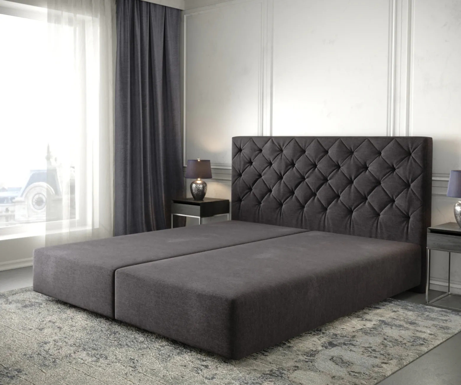 BoxspringgestellDream-Great 180x200 cm Mikrofaser Schwarz Sofort versandfertig