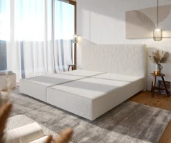BoxspringgestellDream-Well Bouclé Creme-Weiß 200x200 cm Sofort versandfertig