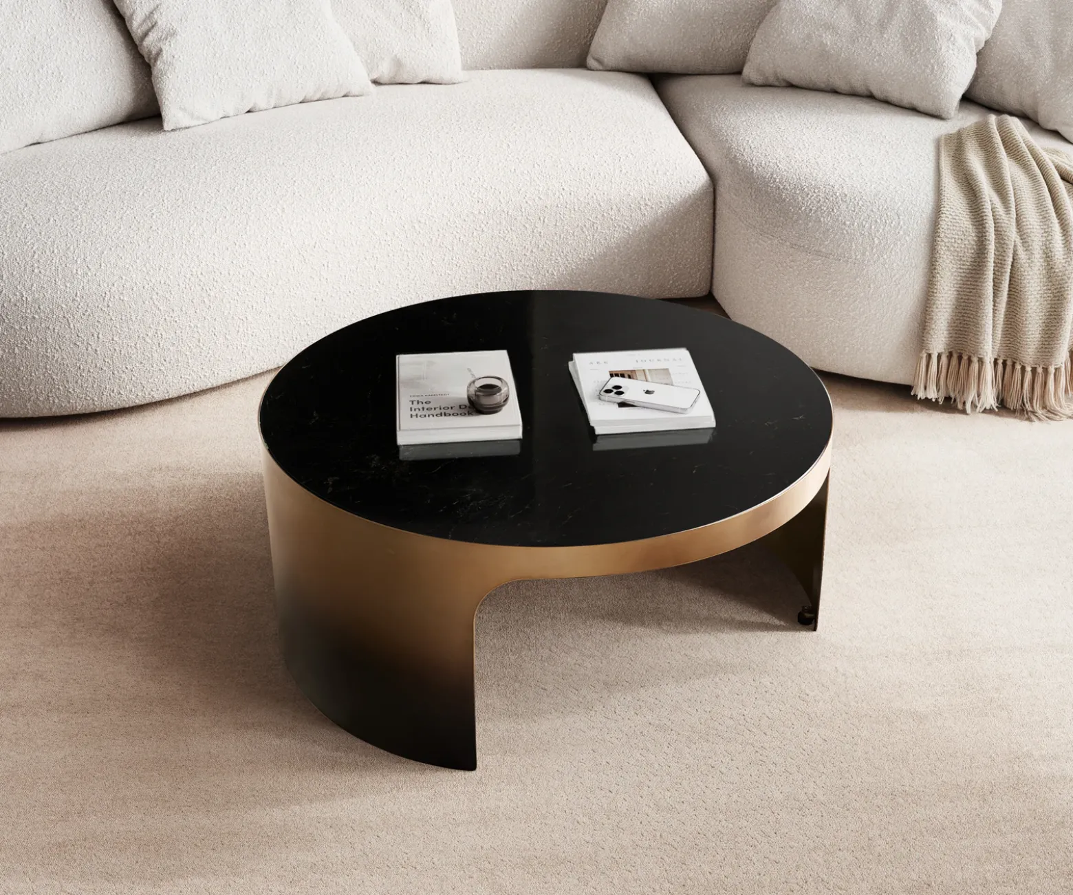 CouchtischAlerio 90x90 cm Marmor Schwarz Silber Metall Gold Ombre Versandfertig ca. 14.09.26