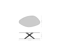 CouchtischEdge Organisch 140x76 cm Eiche Natur Sarity Metall Schwarz Flow- Sofort versandfertig
