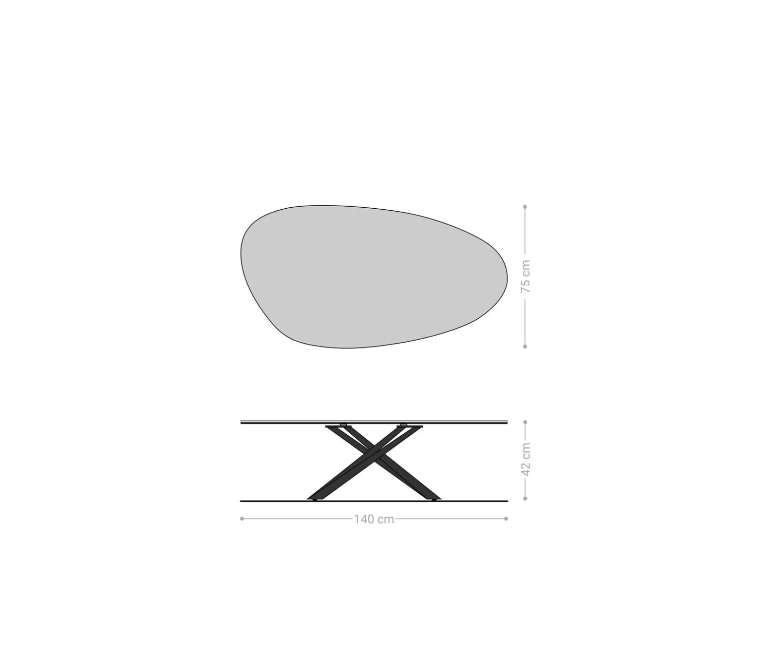 CouchtischEdge Oval 140x75 cm Eiche Natur Runde Kante Sarity Metall Schwarz Sofort versandfertig