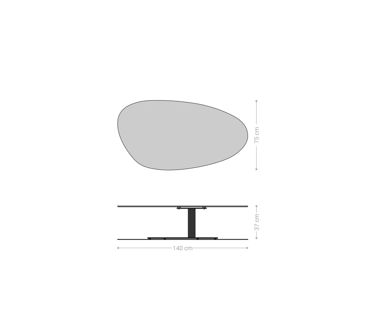 CouchtischEdge Oval 140x75 cm Eiche Natur Runde Kante Vibany Metall Schwarz Sofort versandfertig