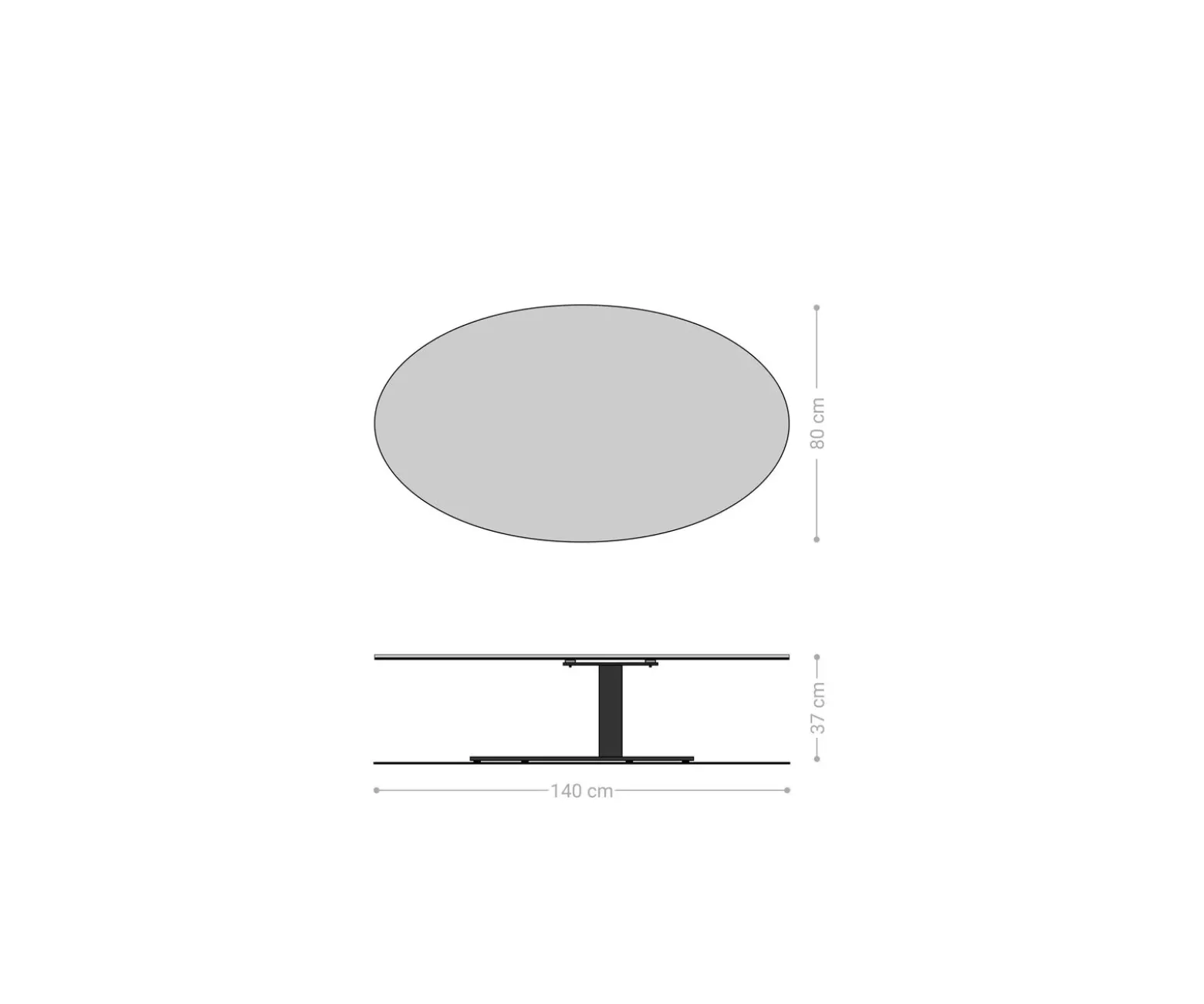 CouchtischEdge Oval 140x80 cm Keramik Minas Melange Vibany Metall Effektfinish Titan Sofort versandfertig