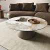 CouchtischEdge Rund 100x100 cm Keramik Minas Melange Borna Effektfinish Titan Sofort versandfertig
