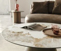 CouchtischEdge Rund 100x100 cm Keramik Minas Melange Borna Effektfinish Titan Sofort versandfertig