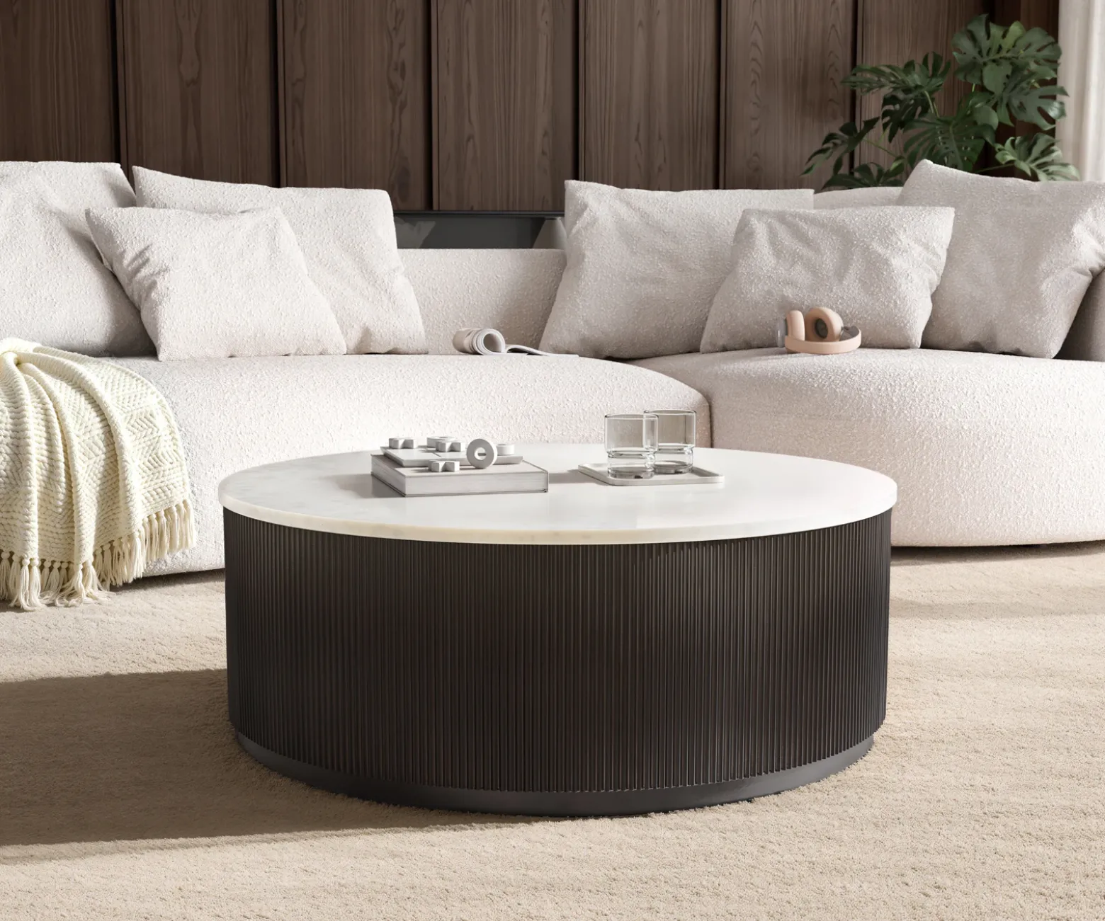 CouchtischFiorano 90x90 cm Marmor Weiß Metall Black Antique Sofort versandfertig
