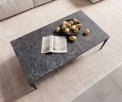 CouchtischLevente 110x60 cm Keramik Laminam® Nero Greco Anthrazit Gestell Metall Schwarz Sofort versandfertig