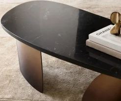 CouchtischMarvello 100x50 cm Marmor Schwarz Silber Metall Gold Ombre Sofort versandfertig