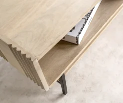 CouchtischNereos 130x60 cm Mango White Wash Metall Schwarz Sofort versandfertig