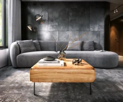 CouchtischShavani 90x90 cm Akazie Natur 2 Türen L-Fuß Metall Schwarz Sofort versandfertig