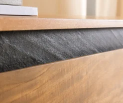 CouchtischStonegrace 115x60x35 cm Akazie Natur Schiefer 2 Schubladen 1 Fach Sofort versandfertig