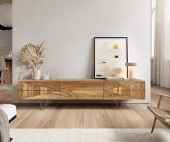 Designer-LowboardWyatt 175 cm Sheesham Natur 2 Türen 1 Klappe Sofort versandfertig