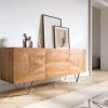 Design-SideboardWyatt 175 cm 3D Optik mittig Akazie Natur Edelstahl Sofort versandfertig
